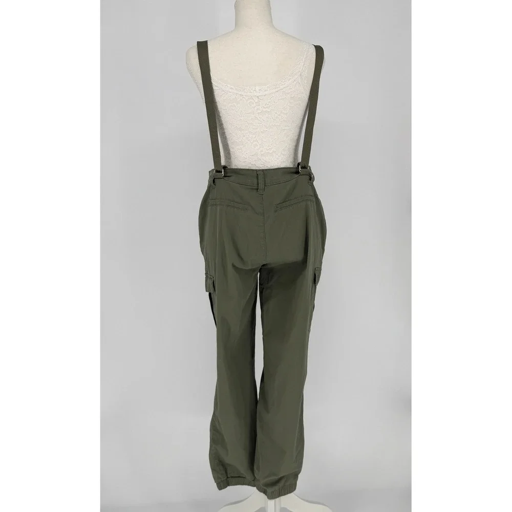 Cali1850 Cargo Jogger Pants Womens 9 Green Cotton Suspenders Gorpcore Utility